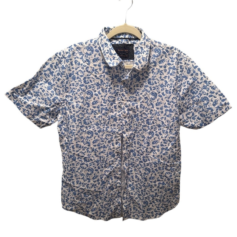 Men Botton Down Shirt Short Sleeve Floral